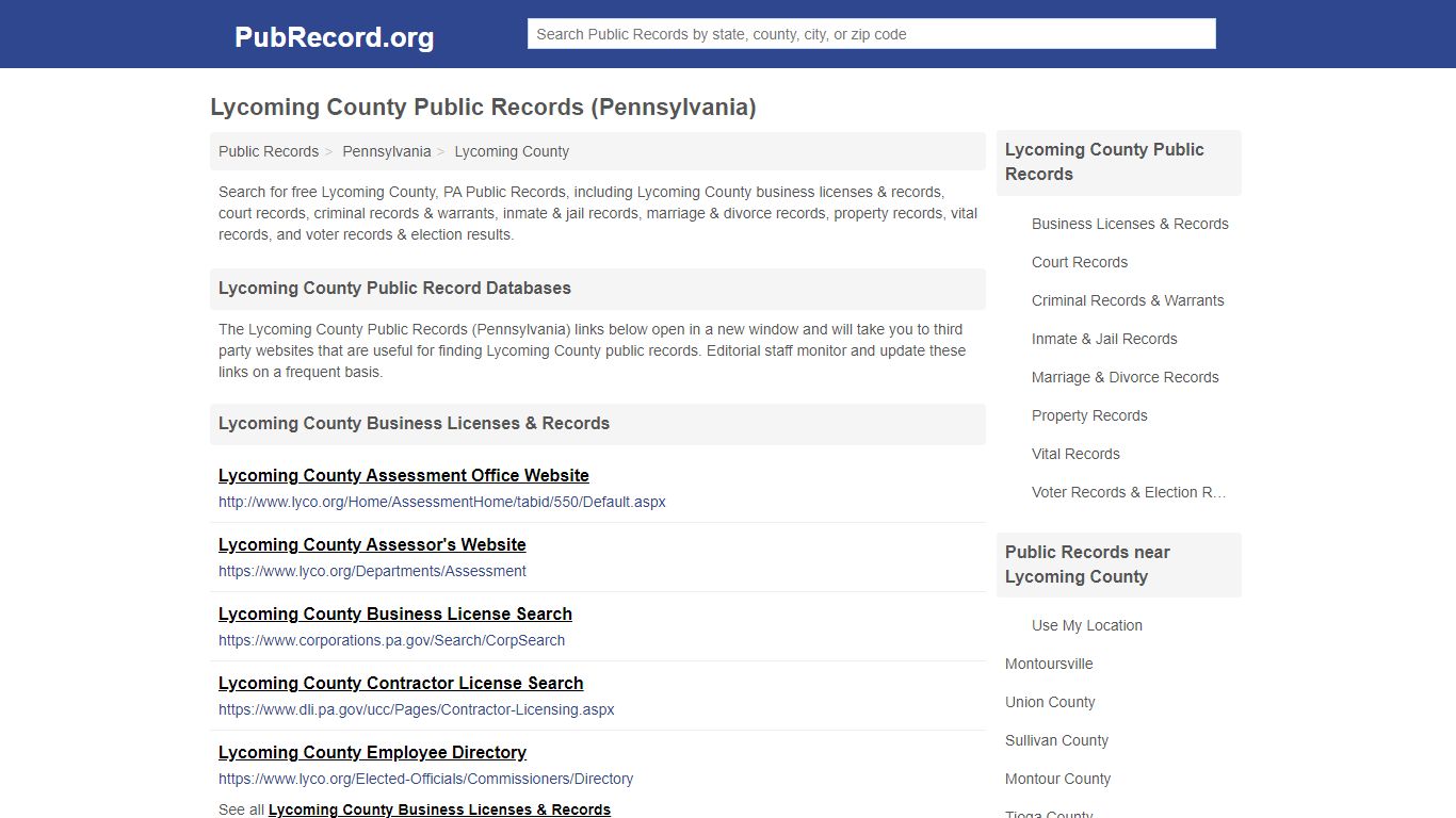 Free Lycoming County Public Records (Pennsylvania Public ...